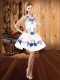 Vintage White Sleeveless Satin Lace Up Prom Dress for Prom and Party