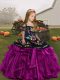 Organza Sleeveless Floor Length Pageant Dresses and Embroidery and Ruffles