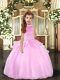 Floor Length Lilac Child Pageant Dress Organza Sleeveless Beading