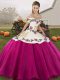 Elegant Fuchsia Ball Gowns Off The Shoulder Sleeveless Organza Floor Length Lace Up Embroidery 15th Birthday Dress
