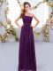 Spectacular Floor Length Zipper Court Dresses for Sweet 16 Dark Purple and In with Ruching