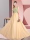 Enchanting Chiffon Sleeveless Floor Length Court Dresses for Sweet 16 and Beading and Appliques