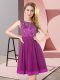 Graceful Scoop Sleeveless Court Dresses for Sweet 16 Mini Length Beading and Appliques Purple Chiffon