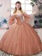 Ball Gowns Ball Gown Prom Dress Rust Red Sweetheart Tulle Sleeveless Floor Length Lace Up