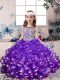 Custom Made Lavender Organza Lace Up Child Pageant Dress Sleeveless Floor Length Beading and Ruffles
