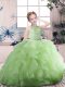 Sleeveless Zipper Floor Length Beading and Ruffles Pageant Gowns For Girls
