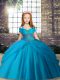 Top Selling Baby Blue Sleeveless Tulle Lace Up Little Girls Pageant Dress Wholesale for Party and Sweet 16 and Wedding Party