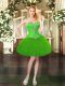 Green Lace Up Homecoming Dress Beading and Ruffles Sleeveless Mini Length