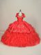Comfortable Red Sweetheart Neckline Embroidery and Ruffles Quinceanera Gowns Sleeveless Lace Up
