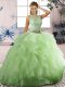 Traditional Yellow Green Scoop Neckline Beading and Ruffles Vestidos de Quinceanera Sleeveless Lace Up