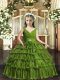 Sleeveless Beading and Ruffled Layers Backless Girls Pageant Dresses