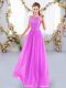 Trendy Chiffon Sleeveless Floor Length Quinceanera Dama Dress and Lace