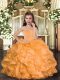 Orange Straps Lace Up Ruffles Kids Pageant Dress Sleeveless