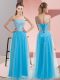 Aqua Blue Prom Party Dress Prom and Party with Beading Sweetheart Sleeveless Lace Up