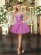 Exquisite Lavender Sleeveless Beading and Ruffles Mini Length Evening Dress