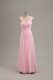 Baby Pink Chiffon Zipper Straps Sleeveless Floor Length Ruching