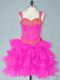 Sumptuous Ball Gowns Prom Party Dress Fuchsia Straps Organza Sleeveless Mini Length Lace Up