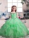 Popular Sleeveless Floor Length Beading and Ruffles Lace Up Little Girl Pageant Dress with