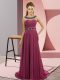 Zipper Prom Dress Fuchsia for Prom and Party with Beading Brush Train
