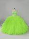 Nice Ball Gowns Scoop Sleeveless Tulle Lace Up Beading and Ruffles Sweet 16 Quinceanera Dress