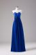 Sleeveless Chiffon Floor Length Lace Up Evening Dress in Royal Blue with Beading and Ruching