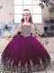 Straps Sleeveless Lace Up Pageant Gowns For Girls Eggplant Purple Tulle