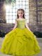 Olive Green Lace Up Off The Shoulder Beading Girls Pageant Dresses Tulle Sleeveless
