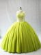 Excellent Yellow Green Sweet 16 Quinceanera Dress Sweet 16 and Quinceanera with Beading Halter Top Sleeveless Lace Up