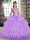 Sleeveless Lace Up Floor Length Lace and Embroidery and Ruffles Quinceanera Gowns