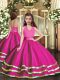Fantastic Sleeveless Floor Length Ruffled Layers Lace Up Pageant Dress for Girls with Fuchsia