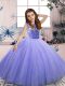 Lavender Little Girls Pageant Dress Party and Wedding Party with Beading Scoop Sleeveless Lace Up
