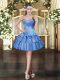Baby Blue Sleeveless Beading and Ruffled Layers Mini Length Prom Evening Gown