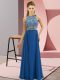 Chiffon Scoop Sleeveless Side Zipper Beading Homecoming Dress in Blue