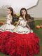 Floor Length Ball Gowns Sleeveless Red Child Pageant Dress Lace Up