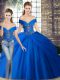 Two Pieces Sleeveless Royal Blue Sweet 16 Quinceanera Dress Brush Train Lace Up