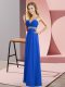 Straps Sleeveless Floor Length Beading Royal Blue Chiffon