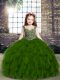 Olive Green Straps Lace Up Beading and Ruffles Kids Formal Wear Sleeveless