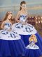 Elegant Royal Blue Sleeveless Tulle Lace Up 15th Birthday Dress for Military Ball and Sweet 16 and Quinceanera