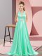 Apple Green Sleeveless Elastic Woven Satin Brush Train Backless Evening Dress for Prom and Party