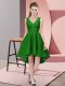 Green A-line Lace V-neck Sleeveless Lace High Low Zipper Quinceanera Court of Honor Dress