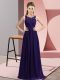 Suitable Purple Chiffon Zipper Scoop Sleeveless Floor Length Vestidos de Damas Beading and Appliques