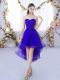 Hot Sale High Low Purple Damas Dress Sweetheart Sleeveless Lace Up