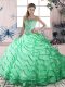Elegant Apple Green Ball Gowns Organza Sweetheart Sleeveless Ruffled Layers Lace Up Sweet 16 Dress Brush Train
