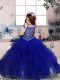 New Arrival Royal Blue Little Girls Pageant Gowns Party and Sweet 16 and Wedding Party with Beading and Ruffles Scoop Sleeveless Lace Up