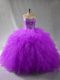 Inexpensive Floor Length Lace Up Sweet 16 Quinceanera Dress Purple for Sweet 16 and Quinceanera with Beading and Ruffles