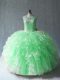 Ball Gowns Ball Gown Prom Dress Scoop Organza Sleeveless Floor Length Lace Up