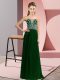 Dark Green Lace Up Sweetheart Beading Prom Evening Gown Chiffon Sleeveless