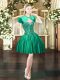 Free and Easy Sweetheart Sleeveless Prom Party Dress Mini Length Beading Dark Green Satin