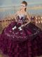 Purple Ball Gowns Sweetheart Sleeveless Satin and Organza Floor Length Lace Up Embroidery and Ruffles Vestidos de Quinceanera Purple Ball Gowns Sweetheart Sleeveless Satin and Organza Floor Length Lace Up Embroidery and Ruffles Vestidos de Quinceanera