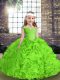 Gorgeous Straps Sleeveless Lace Up Girls Pageant Dresses Organza